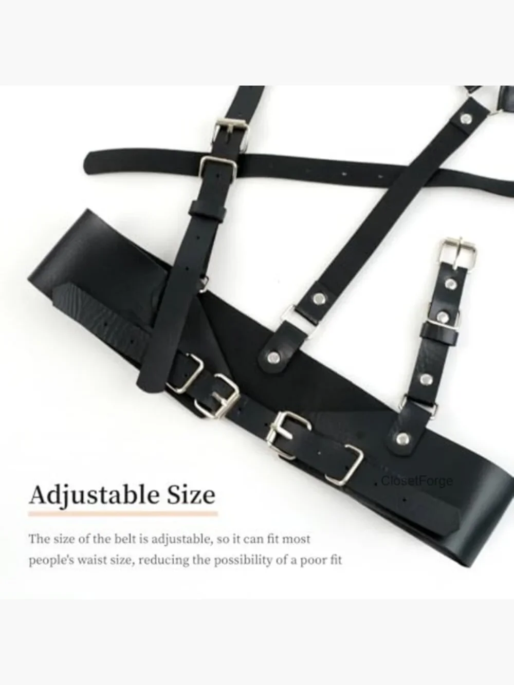 Wide Punk Rock Leather Vest Belt Top with Adjustable Straps for Women